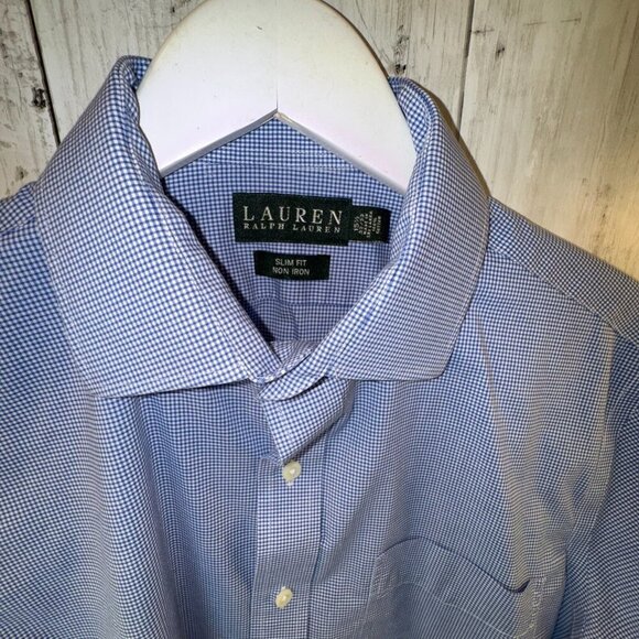 Lauren Ralph Lauren Men’s Button Down Shirt Slim Fit No Iron Blue 15 1/2 32-33 - Picture 1 of 8